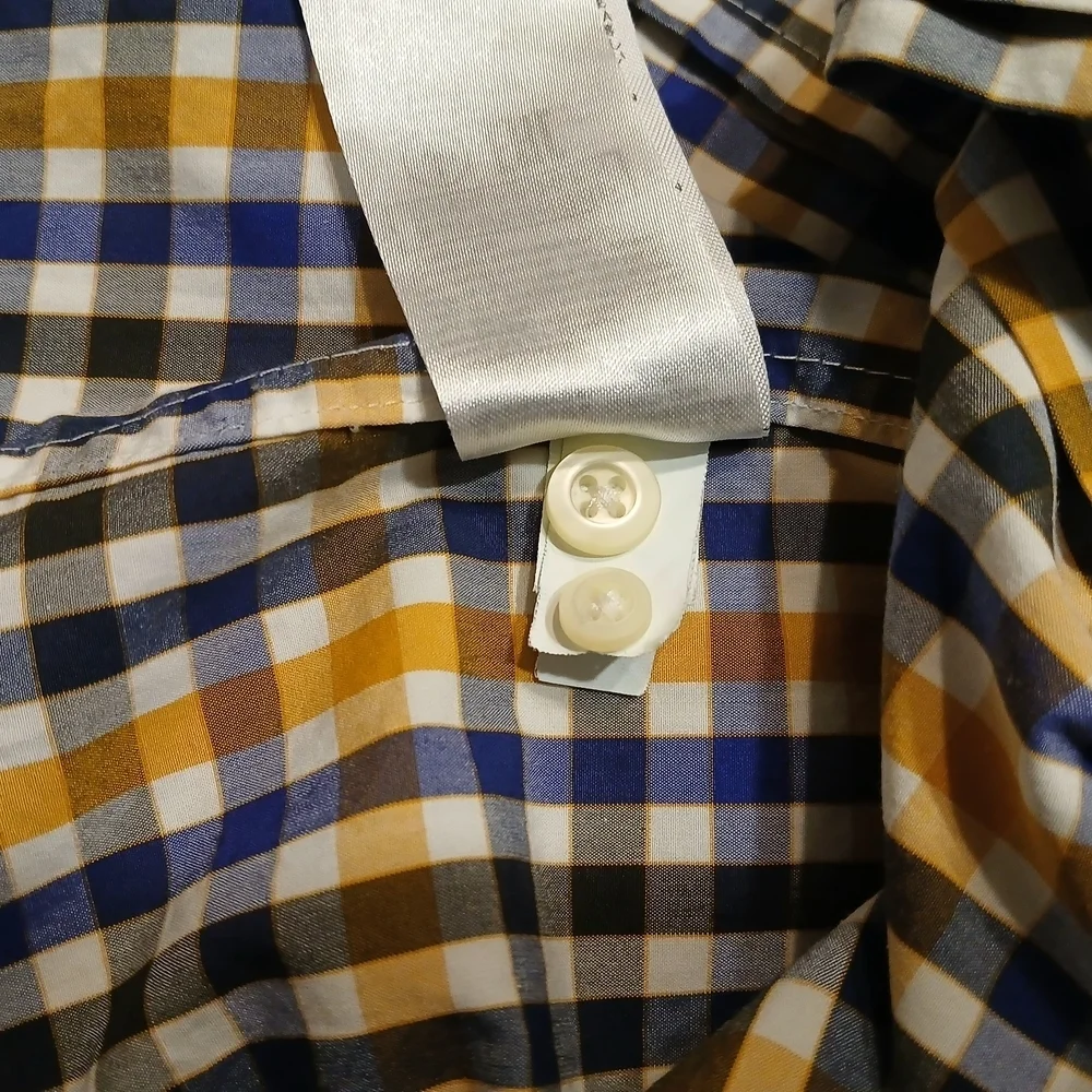 Banana Republic Grant Fit Blue and Yellow Button Down Shirt Size L